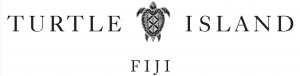 Logo of Turtle Island Fiji. The text "Turtle Island" is on both sides of an intricately designed turtle illustration, and the word "Fiji" is centered below the turtle.