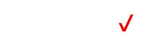 The image displays the Verizon logo, featuring the word "verizon" in lowercase white letters on a black background. A red checkmark is positioned to the right of the text.